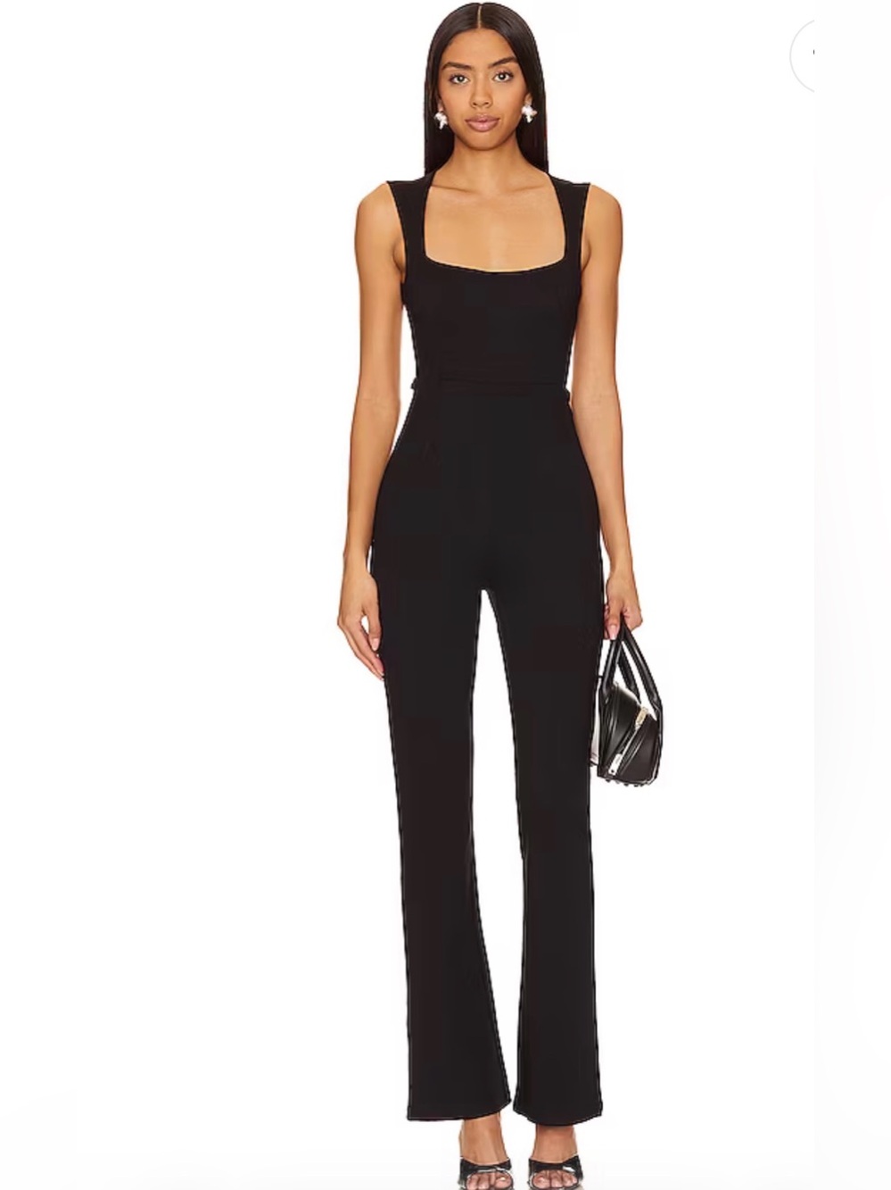 superdown Black Square-Neck Sleeveless Jumpsuit